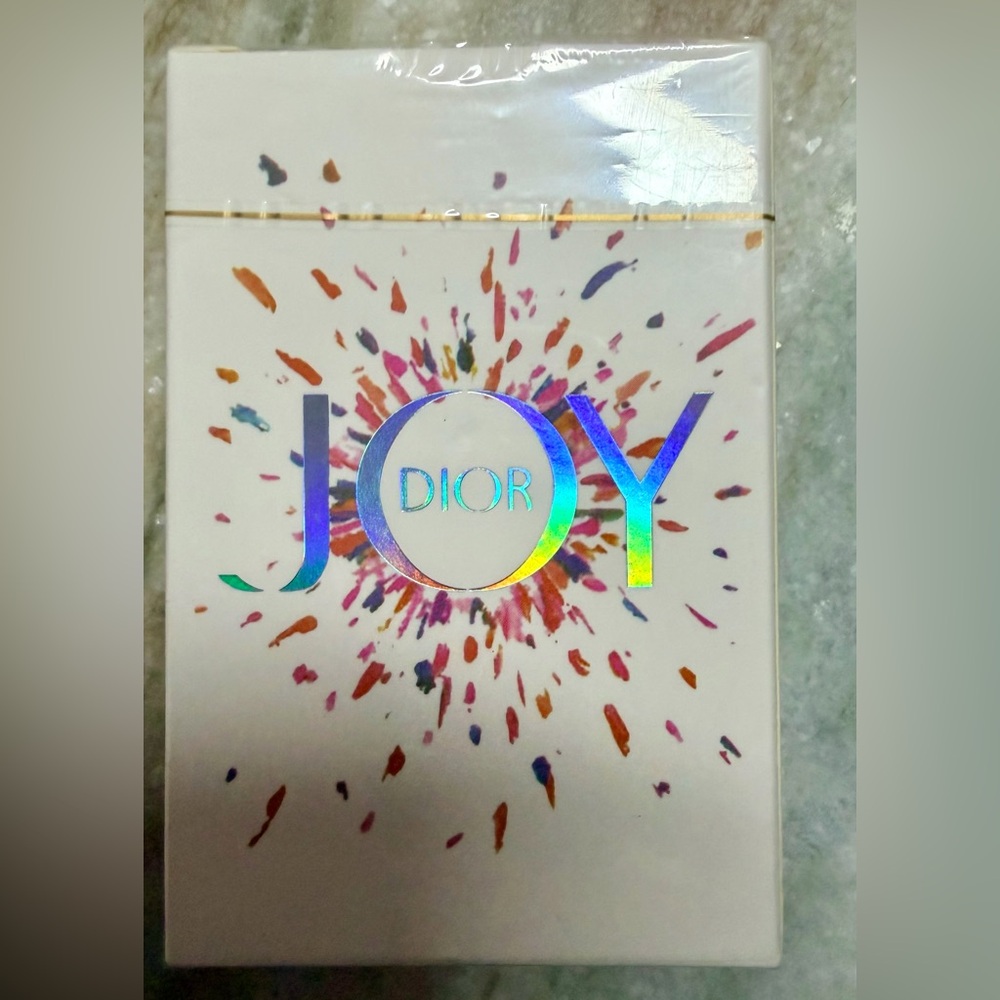 Dior Playing Cards – White Case with Holographic Multicolor Burst